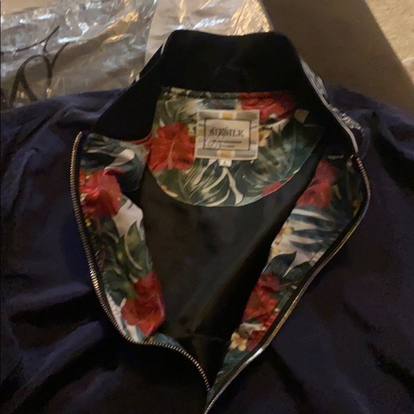 SikSilk Navy Nylon Bomber Jacket - Picture 3 of 4
